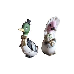 Vintage Bride And Groom duck Salt And Pepper Shakers